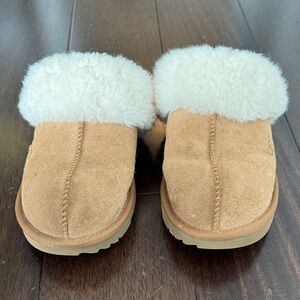 UGG Chestnut Suede Shearling-Lined Slip-On Mules